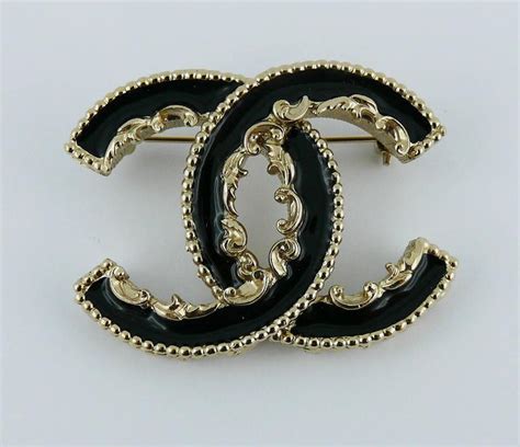 chanel black enamel brooch|authentic chanel brooches.